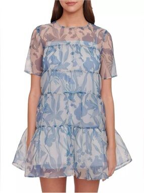 STAUD Mini Hyacinth Dress - Sky Wildflowers Print